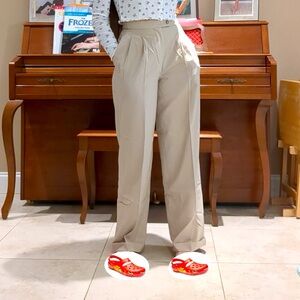 VTG Vintage Limited American Tan Cream Flowy Lined Pants Bottoms Button 4